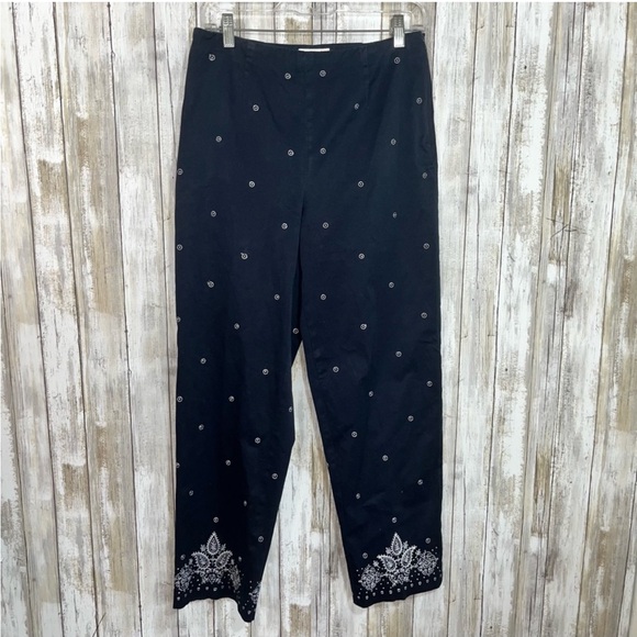 Talbots Pants - Talbots Black Embroidered Dot Cotton Vintage Pants